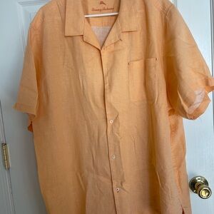 Tommy Bahama Peach Short-Sleeve Linen Camp Shirt